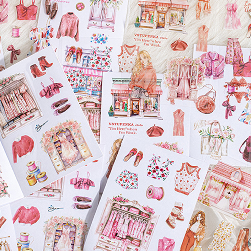 

Mr Paper 20Pcs/bag Wardrobe Theme Dual Material Sticker Book Girl's Variety Wardrobe Series Handbook Stickers DIY Notebook