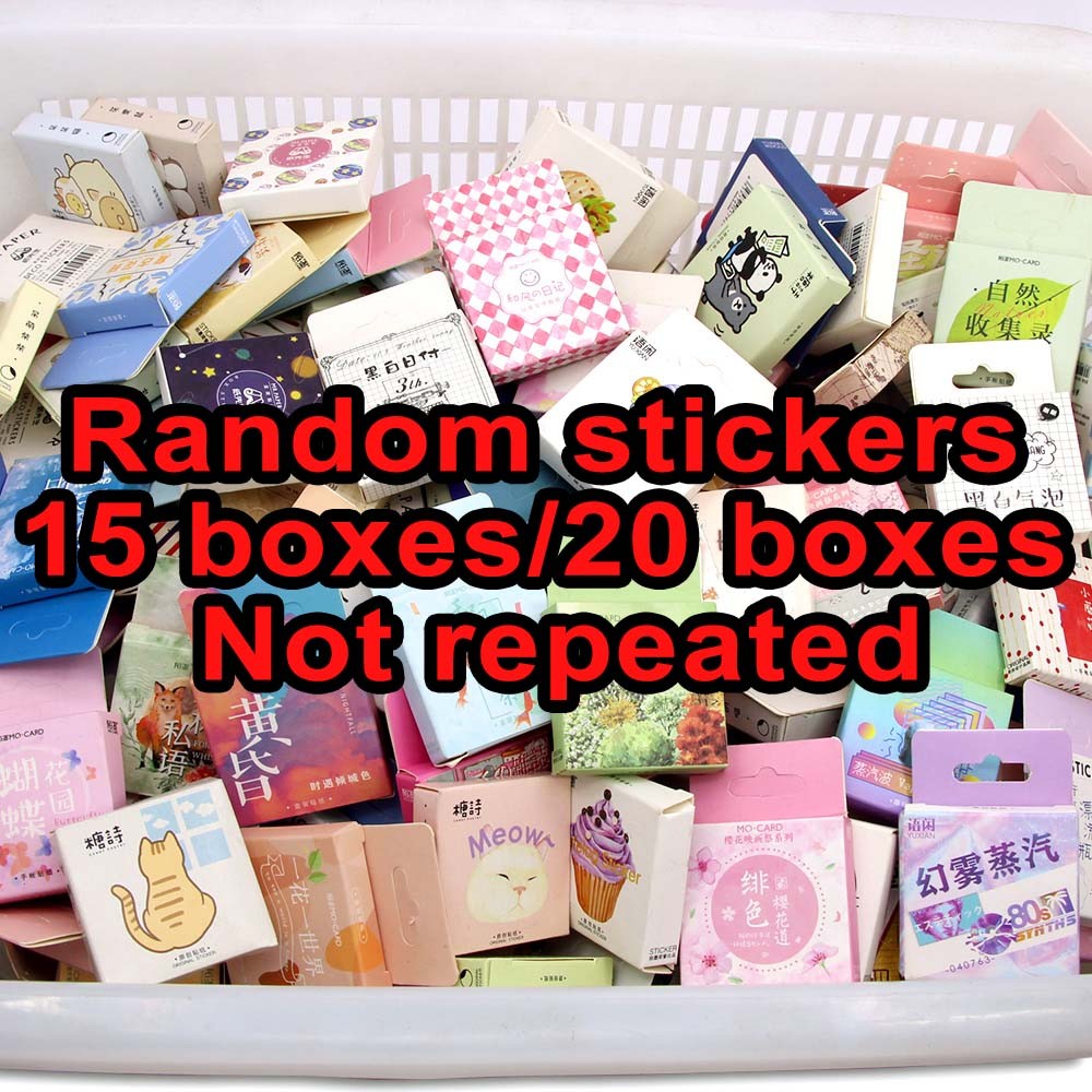 

15/20 Boxes Random Stickers sets Vintage Cute bulksale Sticker for Scrapbooking Diary Notebooks Stationery Supplies Journaling