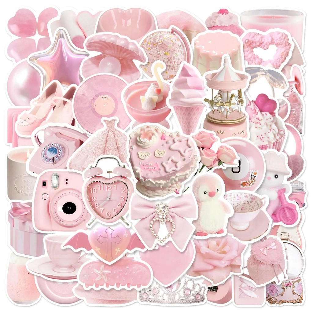 

10/30/50Pcs Pink Girl Waterproof Graffiti Sticker Aesthetic DIY Decorative Luggage Laptop Phone Guitar Scrapbook Kids Stickers