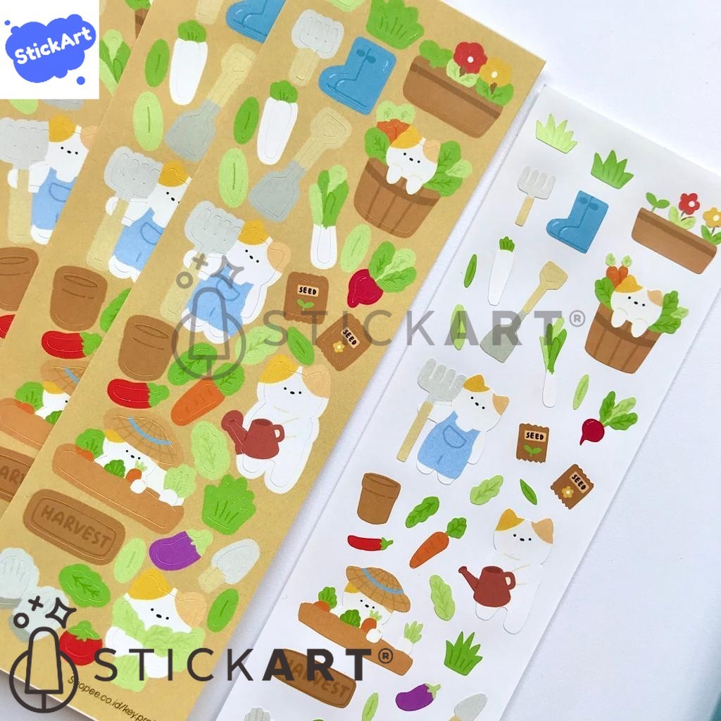 

[STICKART] Gardening cat sticker/ stiker kucing lucu/ stiker jurnal BAHAN DAN KWALITAS PREMIUM