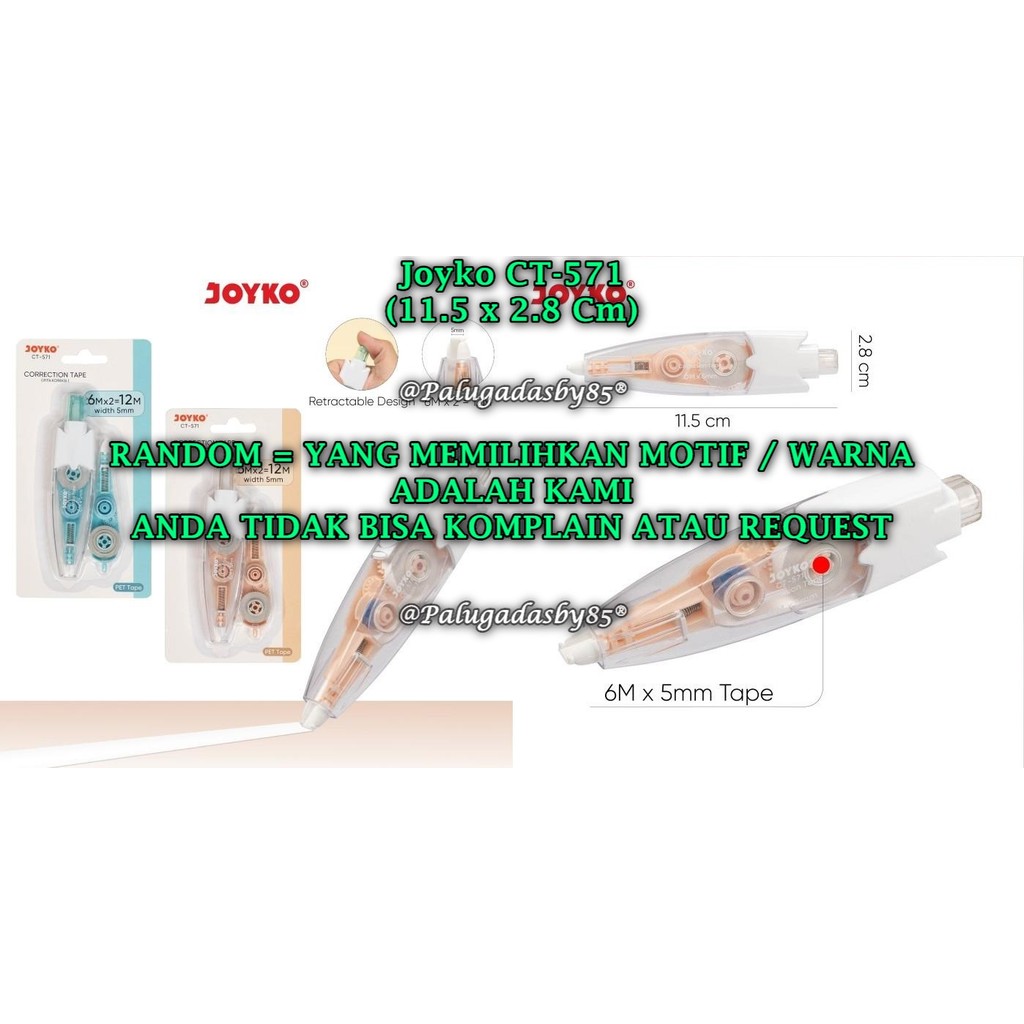 

(1 Biji) GROSIR Correction Tape JOYKO CT-571 (12M*5mm) / Pita Koreksi Joyko CT-571 (1 Biji)