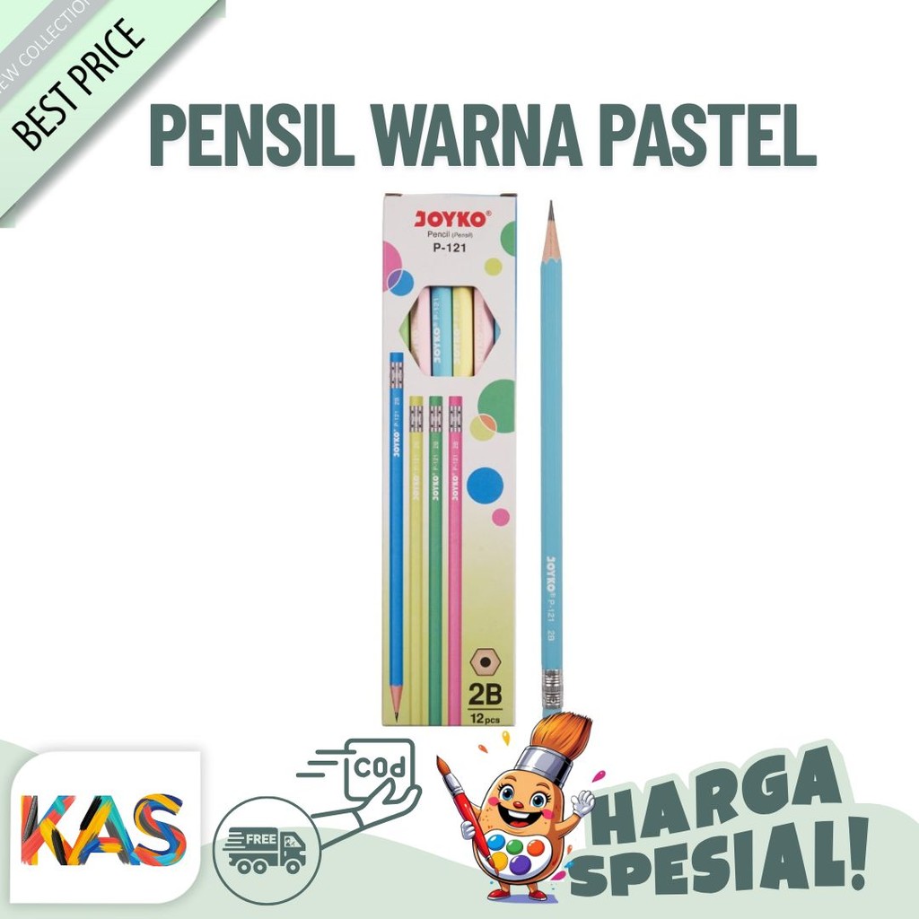 

Pensil 2B Joyko P-125 Pencil Trigonal Segita Warna Pastel Isi 12pcs - Lusinan