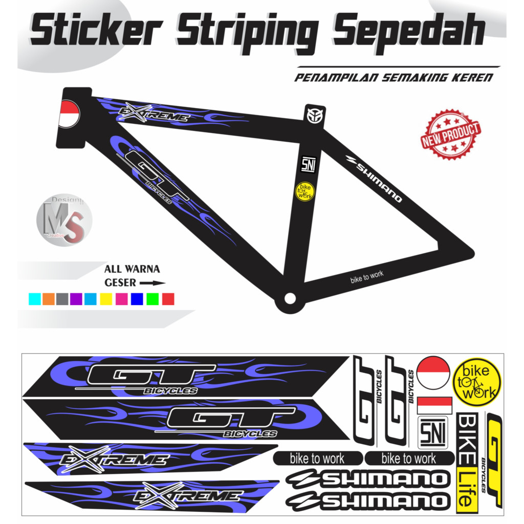 STICKER Striping Variasi Bike Stiker Sepeda Set GT EXTRIME STILE Y50