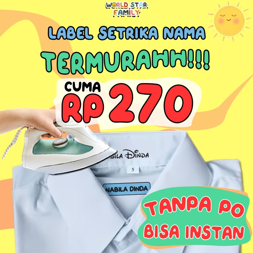 

WSF Sticker Nama Label Printing Kain TERMURAH Sablon setrika Gratis Custom Nama STIKER LABEL BAJU TAS MURAH