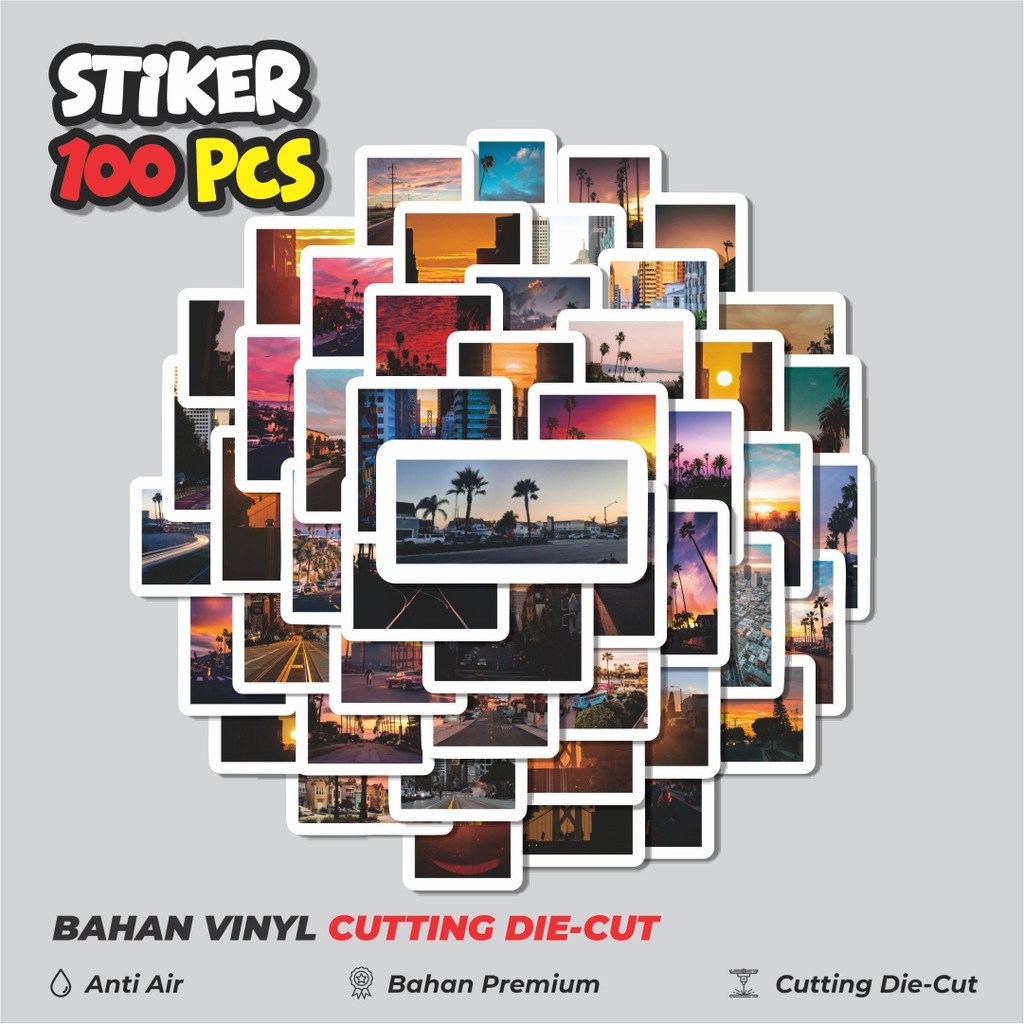 

Terbaru! 50 pcs Sticker California Street Sunset [California Jalan Matahari Terbenam] Dekorasi Lucu Kreatif untuk Notebook, Skateboard, HP
