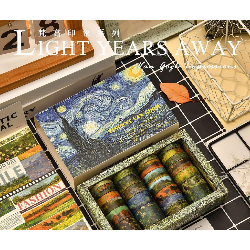 

25pcs Van Gogh Washi Tape Journaling Supplies Washi Tape Oil Painting Diary Cinta Adhesiva Decoration DIY Scrapbooking Washitape