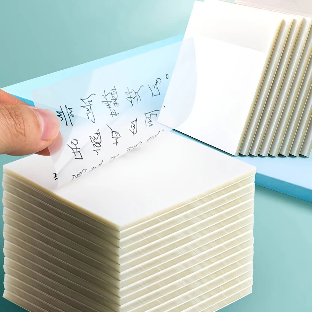 

50-500 Sheets Transparent Sticky Note Pads Waterproof Self-Adhesive Memo Notepad School Office Supplies Stationery