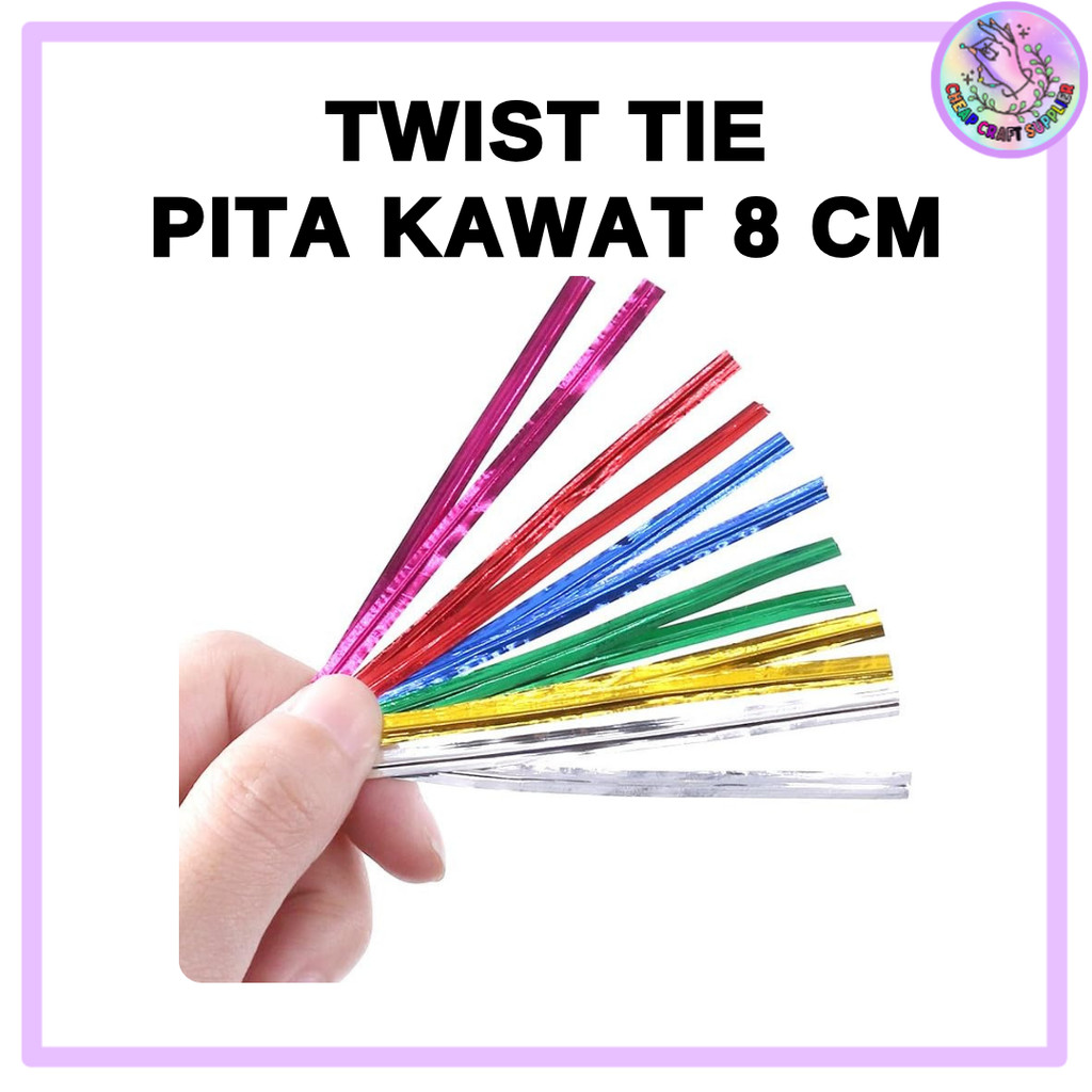 

Pita Kawat potong mas ikat twist tie snack Souvenir 8 cm