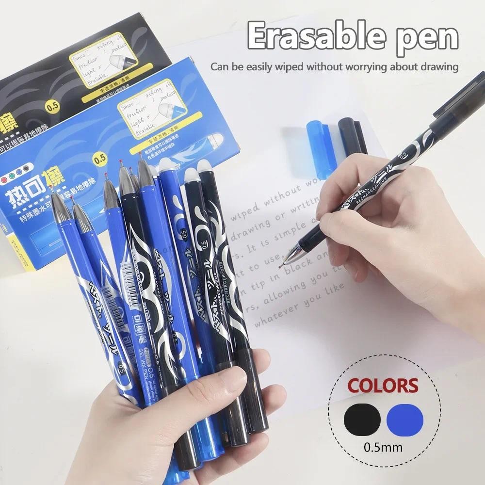 

Erasable Gel Pen Magic Silvery Black Gold Blue Ink 0.5mm Erasable Stationery Rod Washable Handle Office School Writing Supplies
