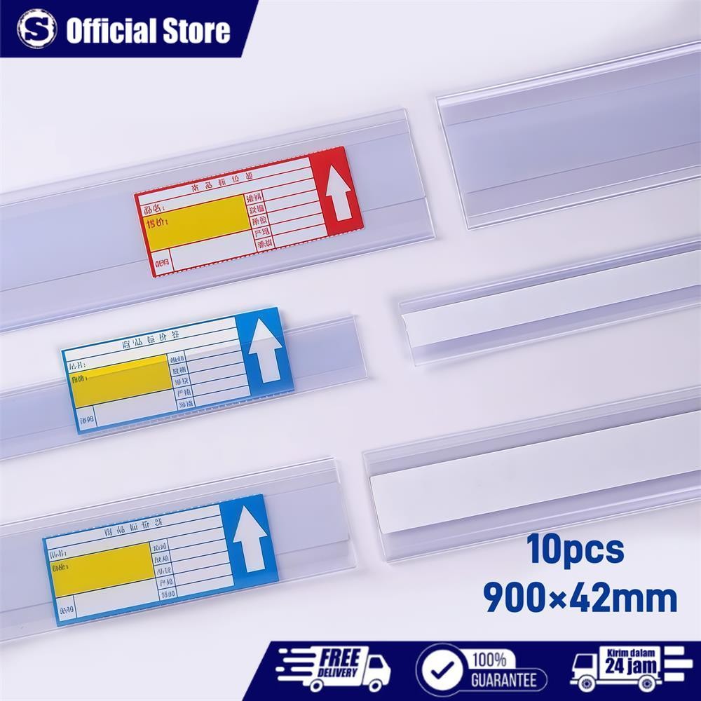 

10PCS Papan Harga Price Tag Price Rail Double Tape Price Rail Rak Minimarket PVC Label Harga Aksesoris Price Label Stok Lokal 900mm