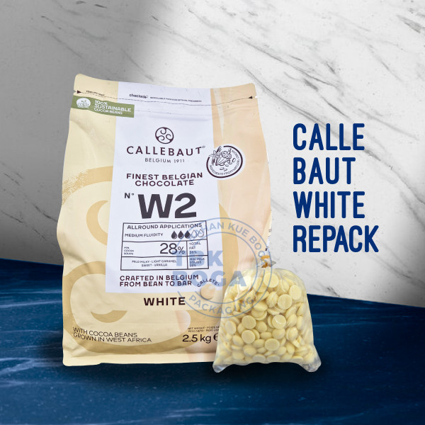 

( Repack ) Callebaut White W2 ( 250, 500 gr ) Callets Couverture Coklat Putih Choco Chip Coin