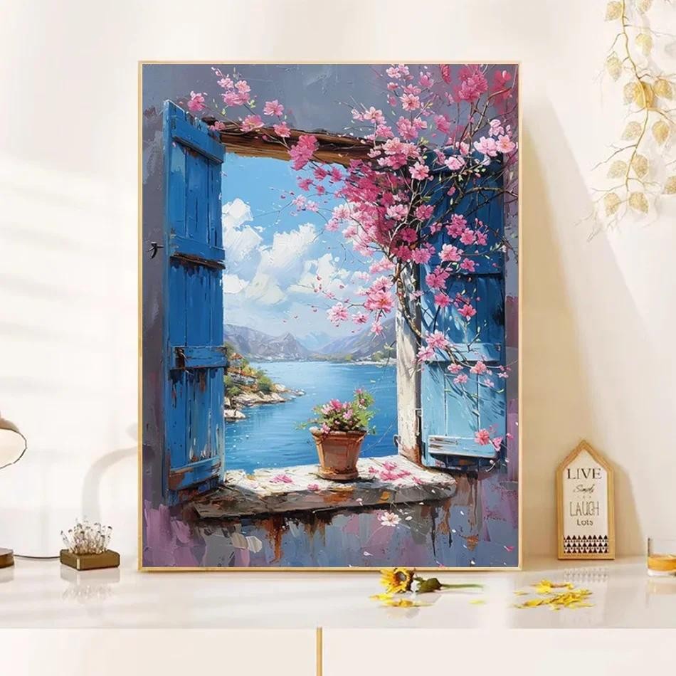 

Gatyztory Modern Diy Painting By Numbers Kits Window Landscape Coloring By Numbers Acrylic Paint 40x50cm For Adults Diy Gift