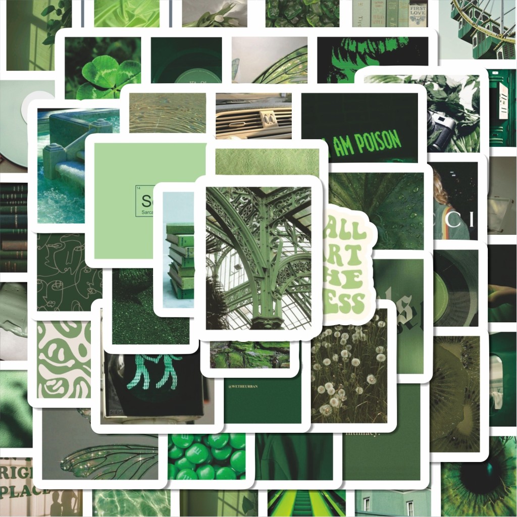 

100PCS Lucu Stiker Green Tone Color Aesthetic INS Style Stiker Aesthetic Stiker Anti Air Stikers Berperekat Waterproof sticker decal buat Motor Helm Buku Journal Koper Casing HP Laptop Botol Minum Hadiah anak