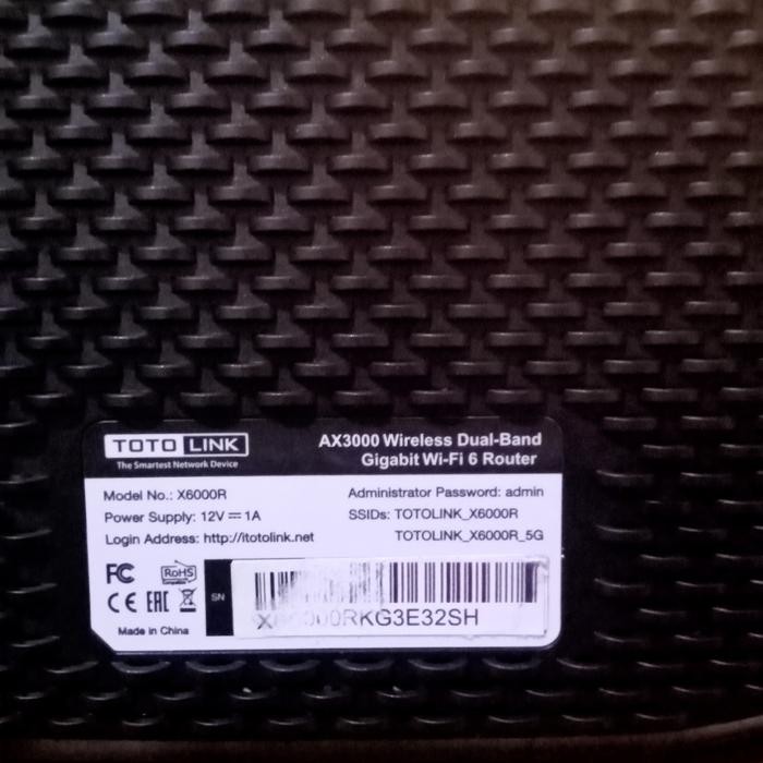 totolink AX 3000 model no: X6000R