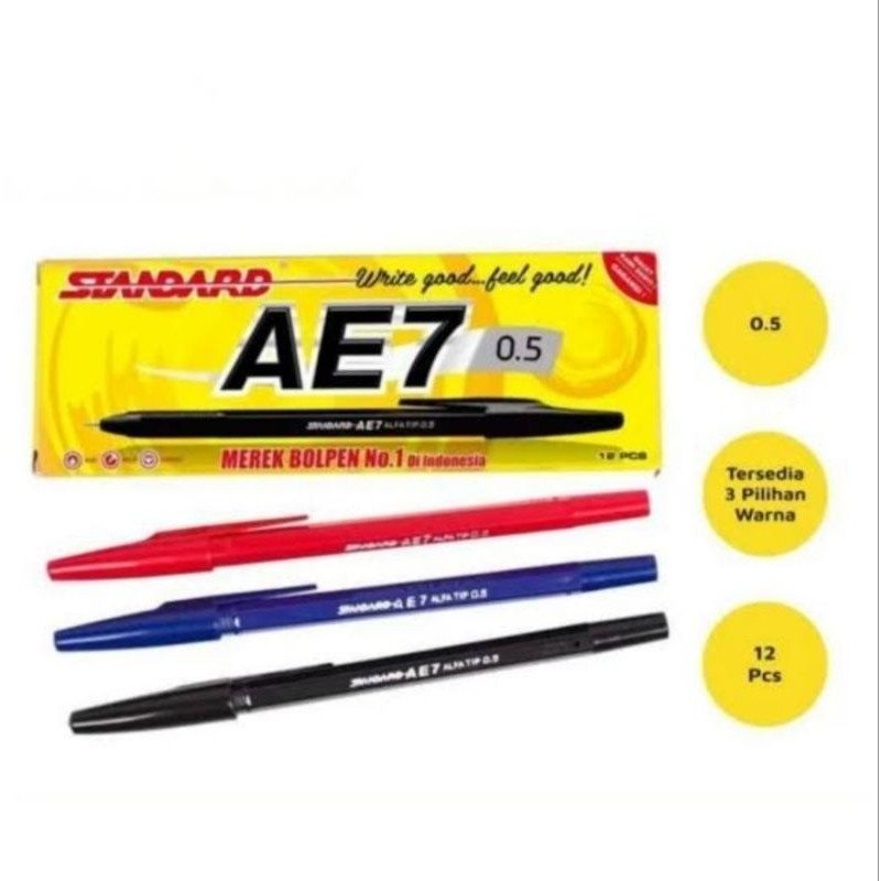 

Pulpen Standard AE7 1 Pack(12PCS) / Ball Pen / Pena 0.5mm Standard AE7