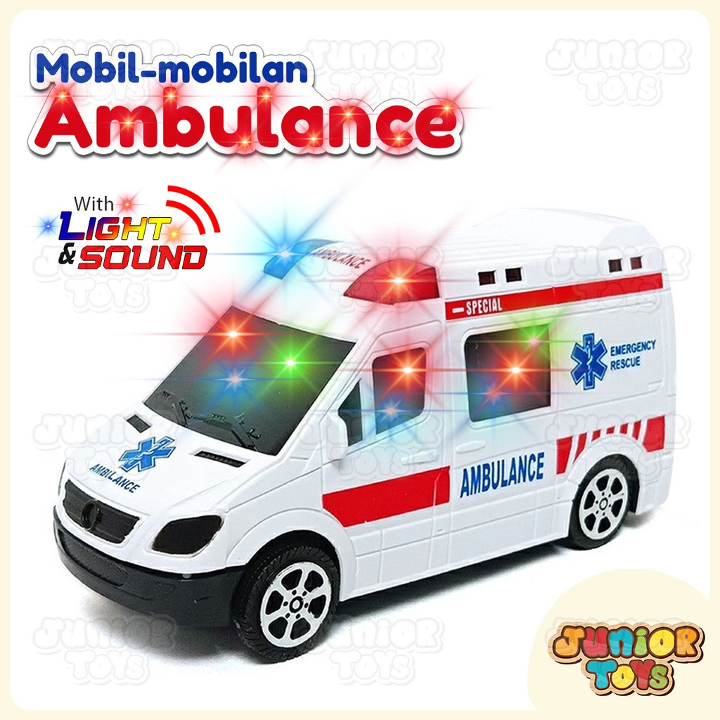 DANGLAPOSHOP  Mainan Mobil Ambulance Mobilan Anak Ambulan Bunyi Suara Lampu Rescue Car Toys