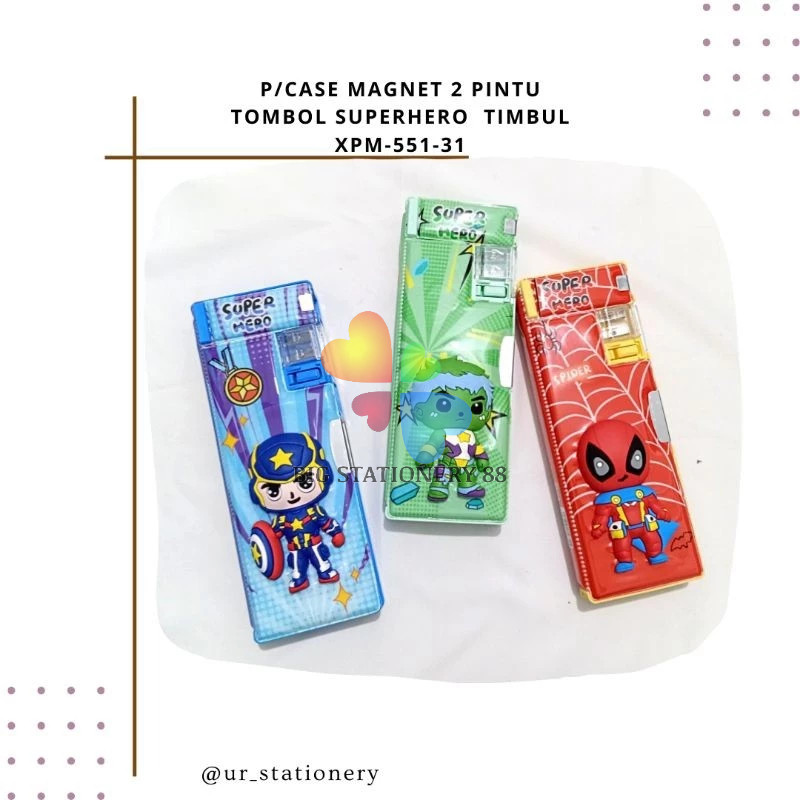 

KOTAK PENSIL/TEMPAT PENSIL MAGNET 2 PINTU TOMBOL SUPERHERO TIMBUL XPM-551-31