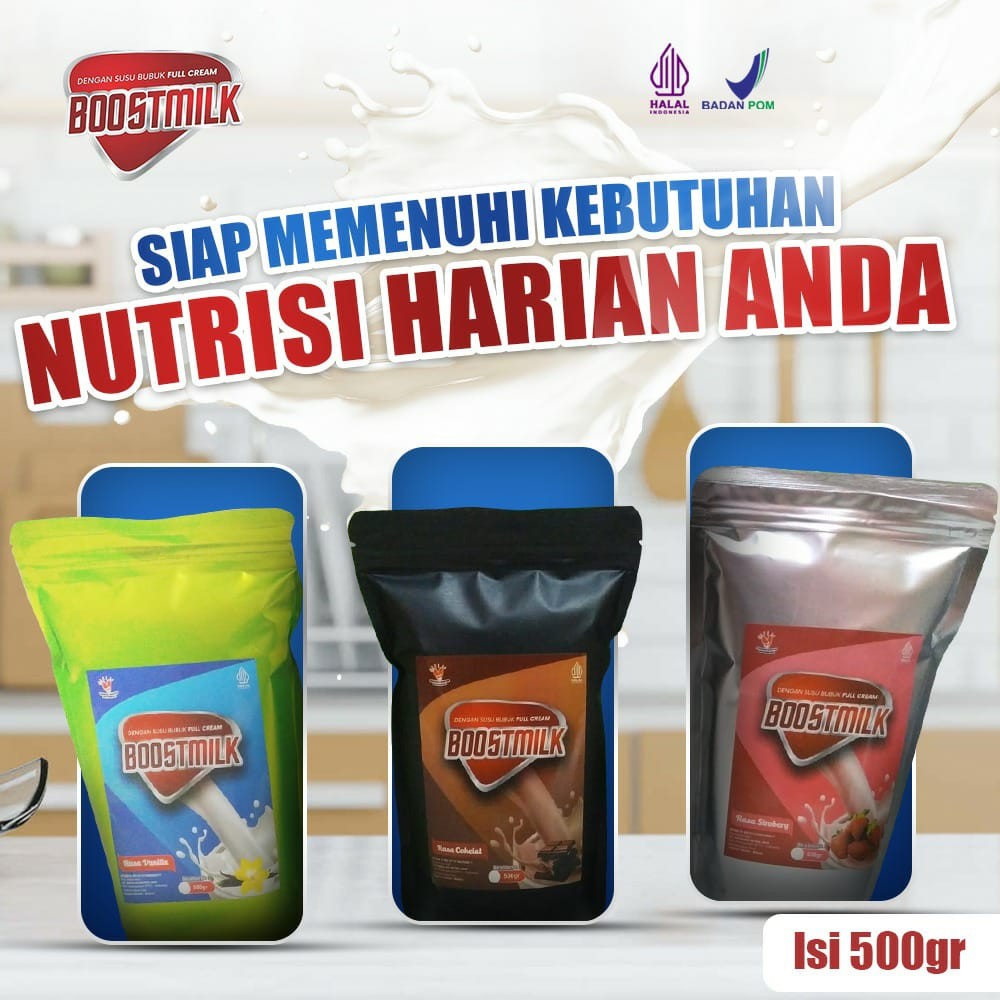 

BOOSTMILK Susu Sapi Penambah Berat Badan Nutrisi Tinggi Mencapai Bentuk Tubuh Ideal kemasan 500gr