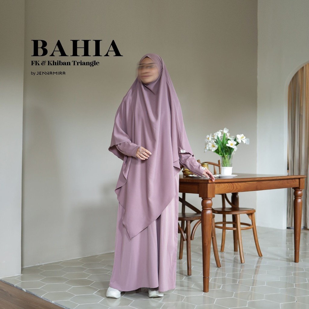 Jennamira | Bahia FK Dan Khimar Bandana Long Triangle Bahan Air Tech Cool Tech