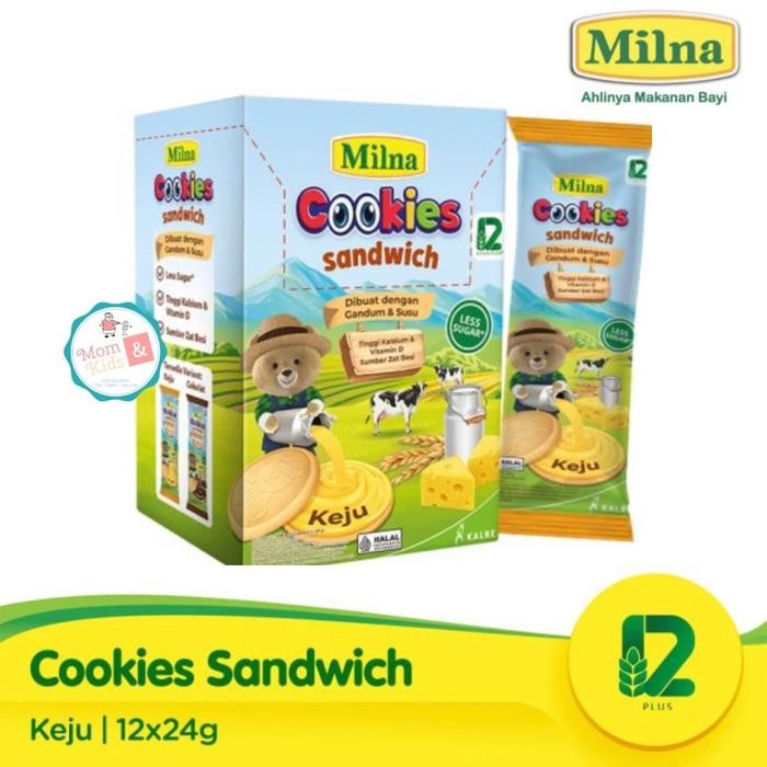 

Milna Cookies Sandwich Coklat Keju (12x24g) | Biskuit Snack Cemilan MPASI Bayi - Cookies Keju
