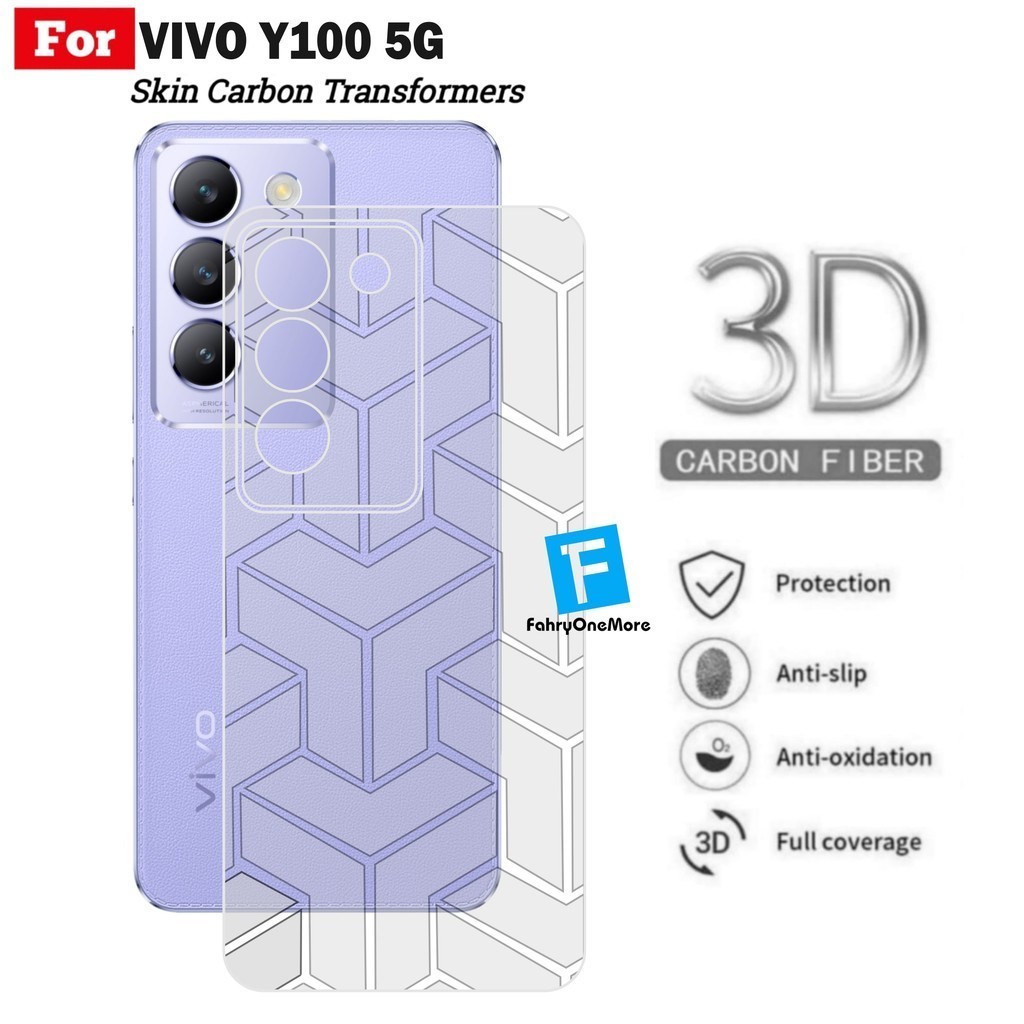 Skin Carbon Glitter Hp Vivo Y100 5G Garskin Motif Transformers Belakang Handphone