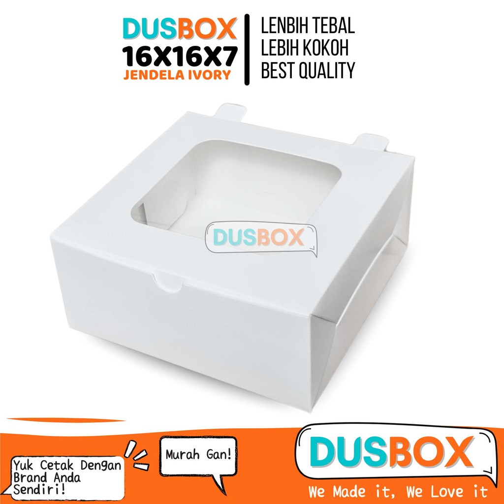 Dus Snack 16x16x7 Putih / Dus Kue / Dus cemilan / Box Makanan / Kotak Cemilan / Kemasan Catering Mod