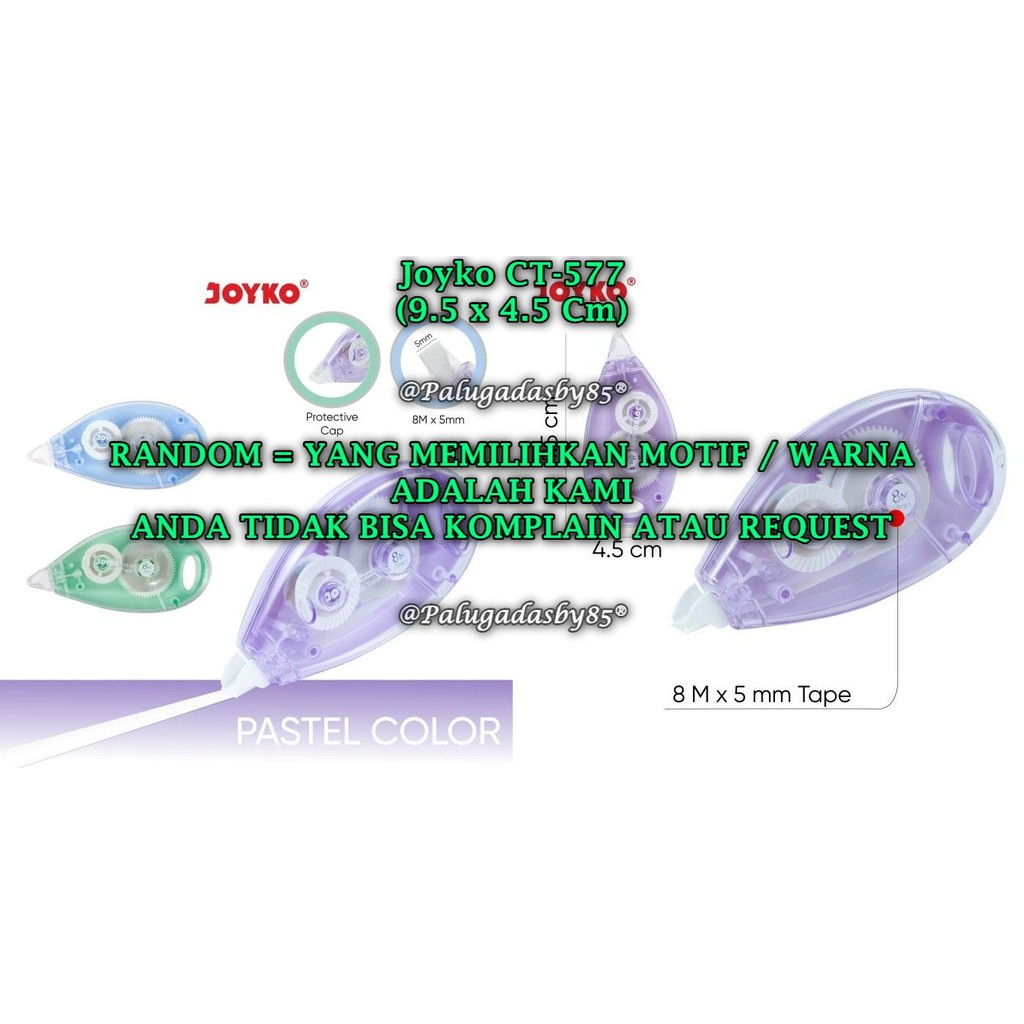 

(1 Biji) GROSIR Correction Tape JOYKO CT-577 (8M*5mm) RANDOM / Pita Koreksi Joyko CT-577 (1 Biji)