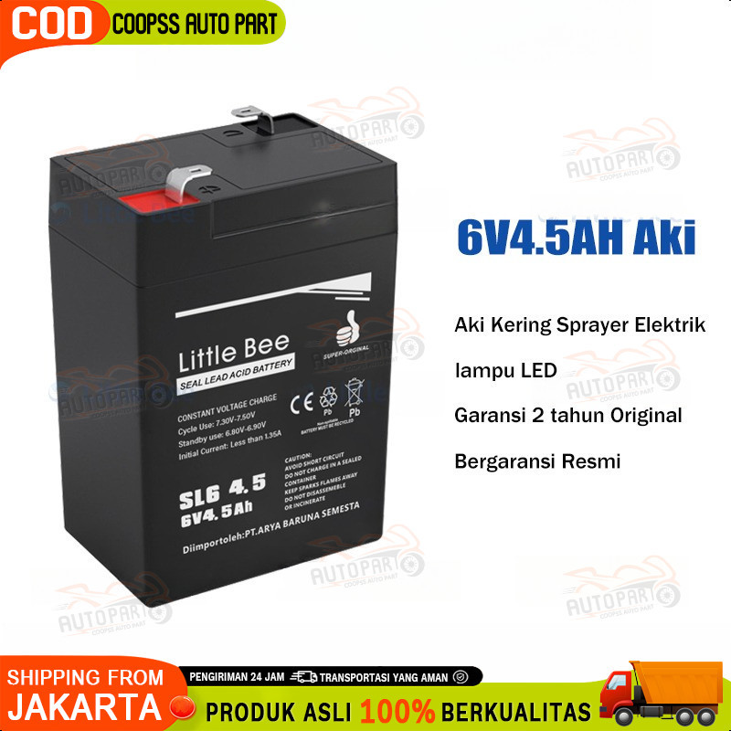 Little Bee 6 volt 4.5 Amper Battery motor mainan anak mobil mobilan Aki Sepeda Listrik Battery 6v 7a