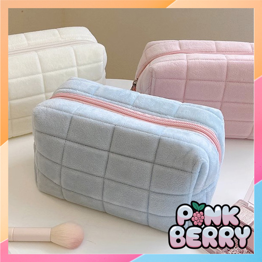 

PINK BERRY T5958 Make Up Pouch Tempat Pouch Pillow Korea Kotak Pensil Sleting Velvet Aesthetic Pastel Kotak Pensil Bulu