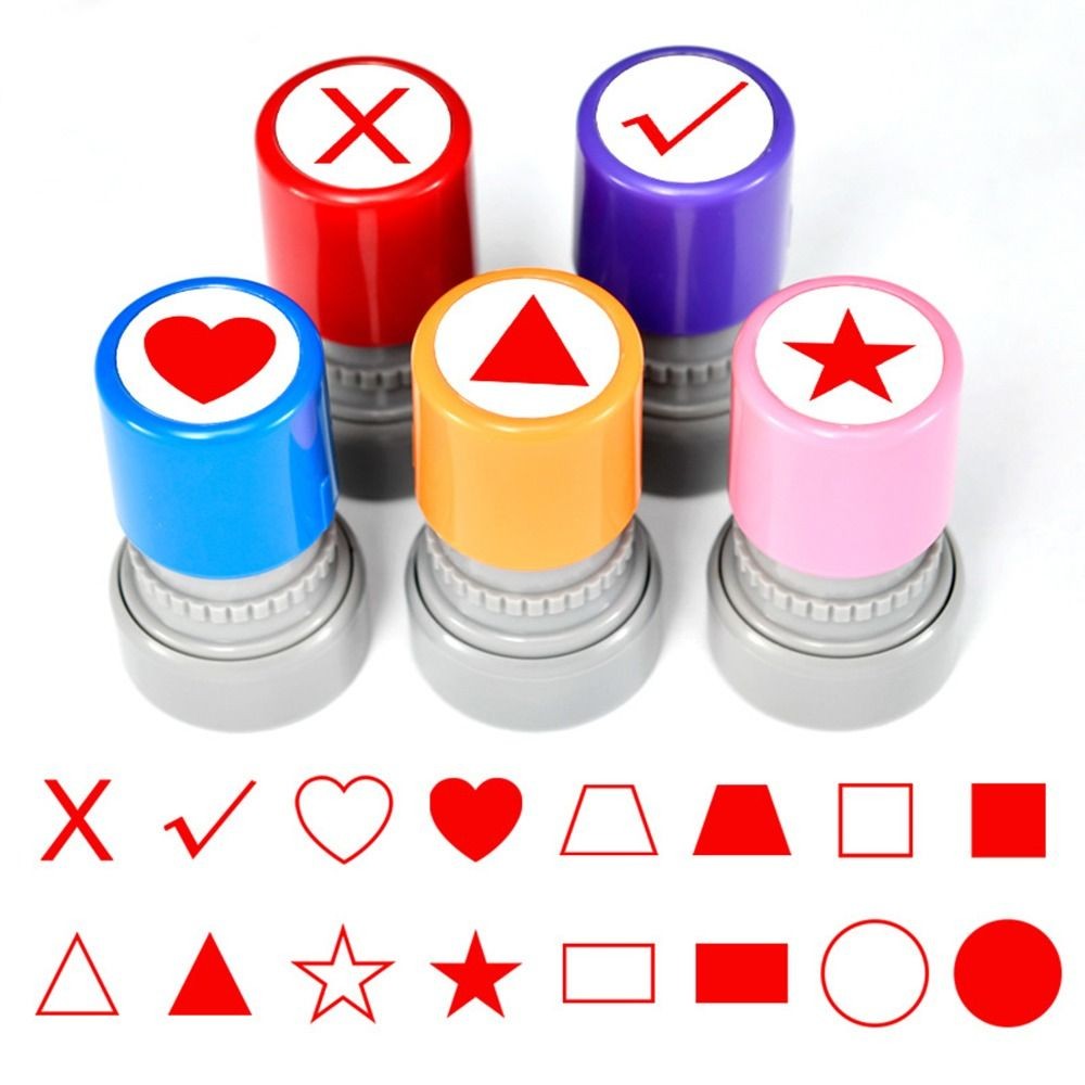 

Mini Teacher Seal Stamp Five Cornered Star Love Square Rectangular Triangle Pattern Red Flag Thumb Scrapbooking Seal