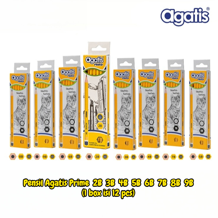 

Pensil Agatis Prime Sketch Series 2B 3B 4B 5B 6B 7B 8B 9B 1 Box Isi 12 Pcs