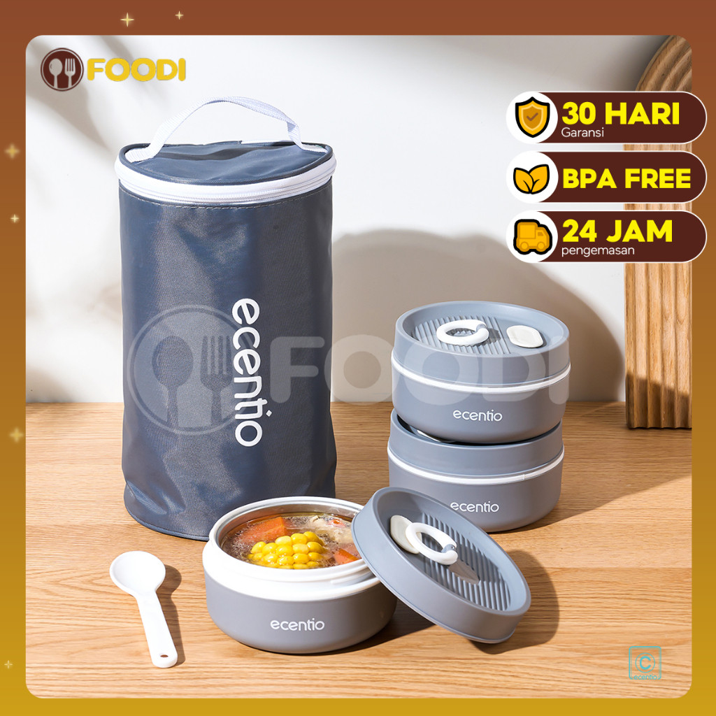 Ecentio Kotak makan stainless Kotak makan   304 stainless set/Kotak makan anti tumpah