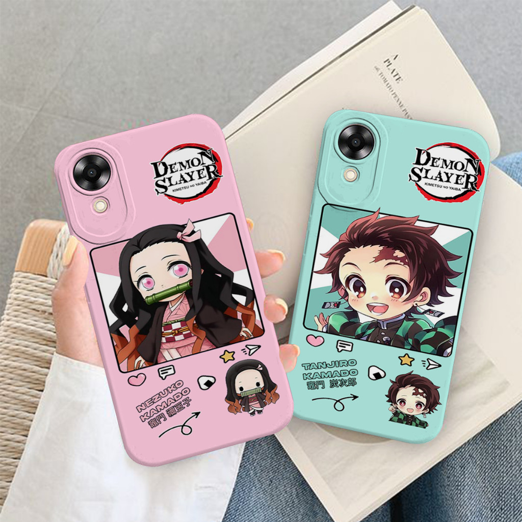 [OK4] Softcase Oppo A17k Motif Anime Demon Slayer - Case Kekinian - Case Terbaru - Case Macaron - Ca