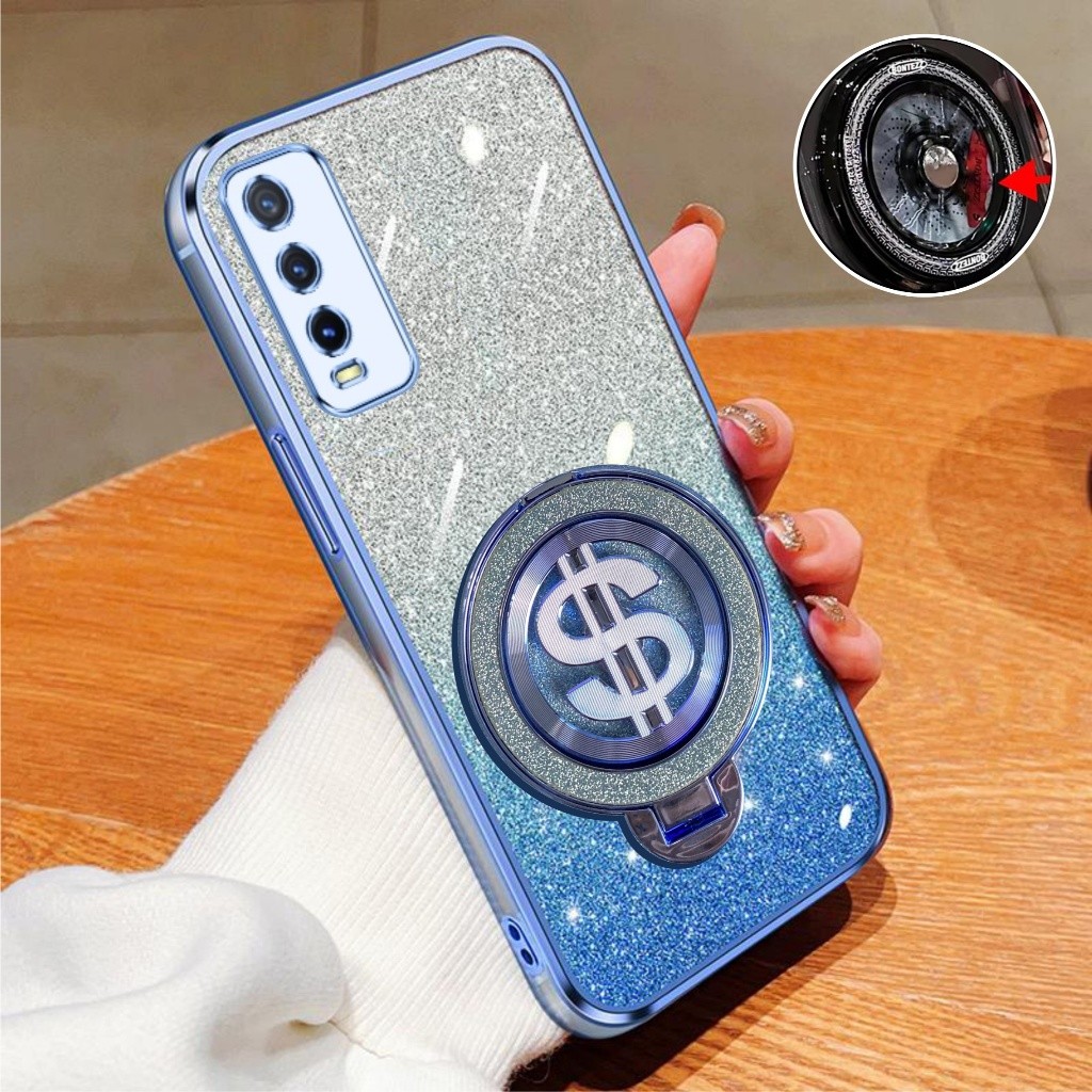 Casing Hp Vivo Y12s Y20 Y20s Y20a Y20i Soft Case Glitter Ring Dollar Wireles Premium