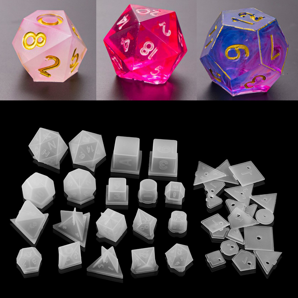 

19 Shapes Irregular Dice Epoxy Resin Molds Dice Dried Flower Resin Molds Silicone Mould Making DIY For Multi-spec Digital Game