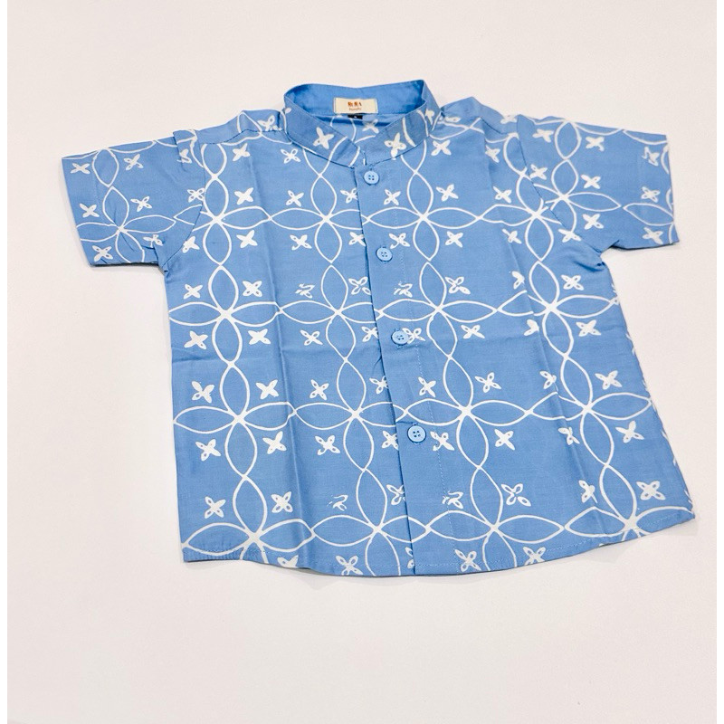 FREE ONGKIR Kemeja batik ayah anak biru muda