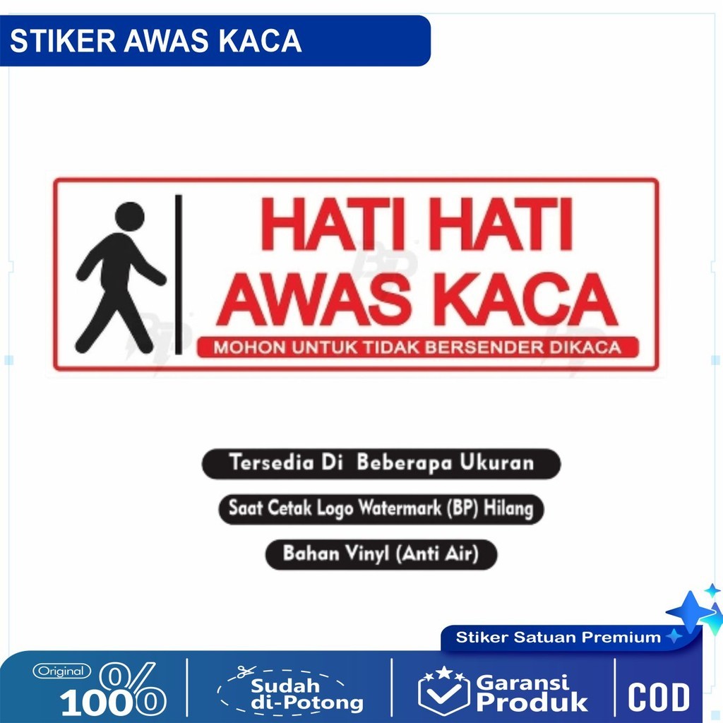 Stiker awas kaca / sticker awas kaca / stiker hati hati awas kaca / sticker kaca