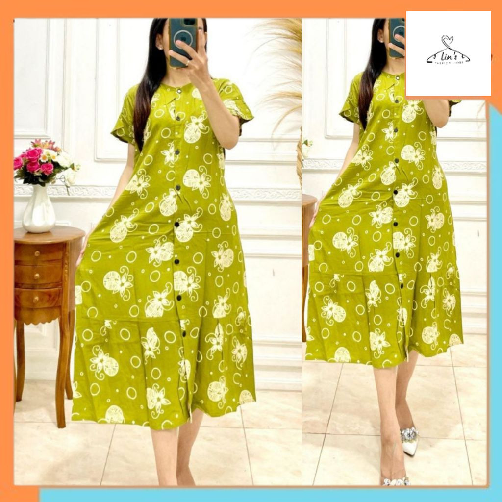 Atasan Wanita Murah Daster Wanita Remaja Kekinian Lengan Pendek Rayon Tali Kanan Kiri Kancing Depan 