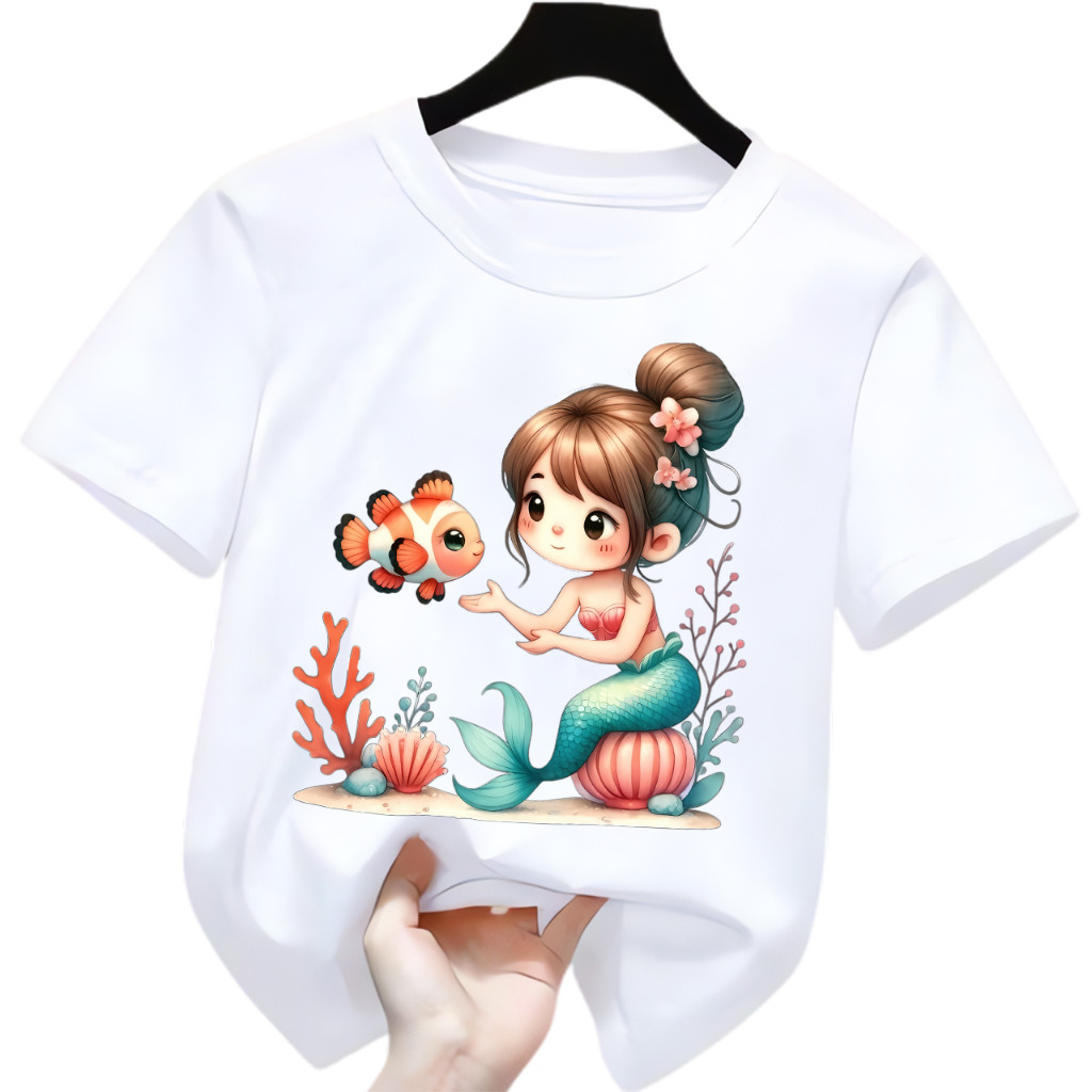 Kaos Anak Perempuan Duyung Cantik Katun S-XXL