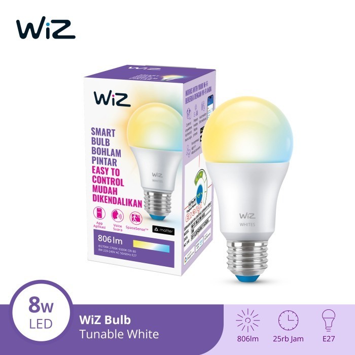 WiZ Lampu Smart LED 8W WiFi Smart Bulb TW Putih