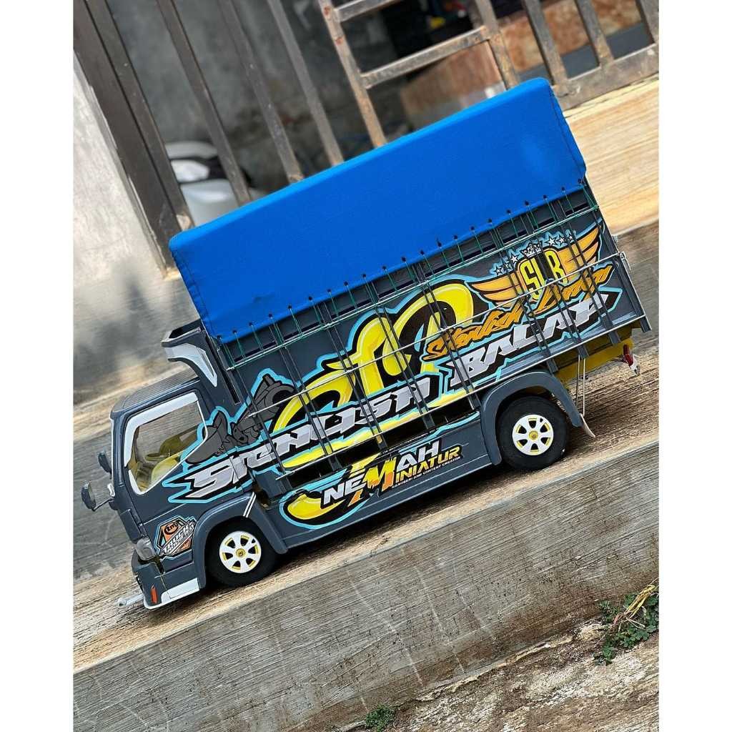 MINIATUR TRUK OLENG KAYU ASLI JUMBO FULL VARIASI LAMPU LED BONUS TERPAL TRUK OLENG MAINAN ANAK KADO 