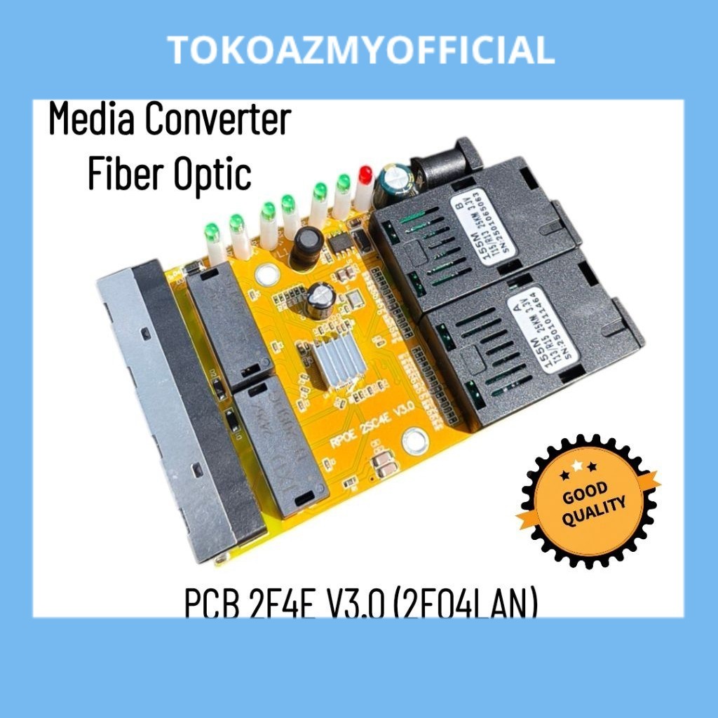 PCB Converter 2F4E 2FO4LAN 2 FO SC 4 LAN RJ45 support PoE Switch Fiber Optic bisa sambung Netlink HT