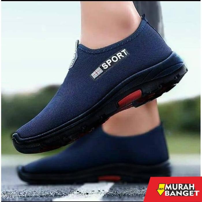 Sepatu Pria Tanpa Tali Casual Sneakers Pria Terbaru - Navy, 39