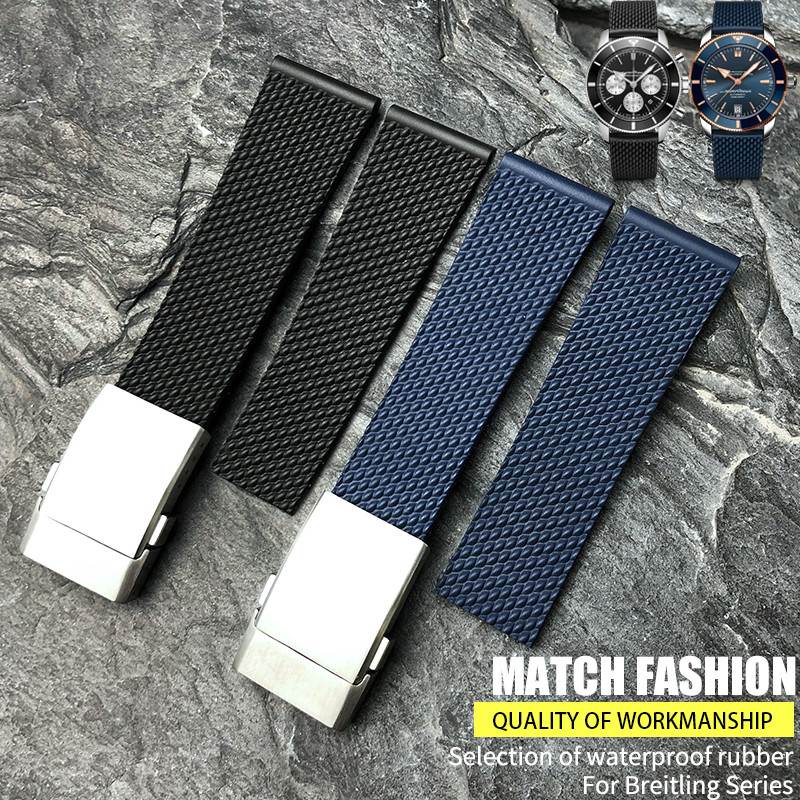 20mm 21mm 22mm 23mm 24mm Braided Silicone Rubber Watchband for Breitling Avenger Heritage Superocean