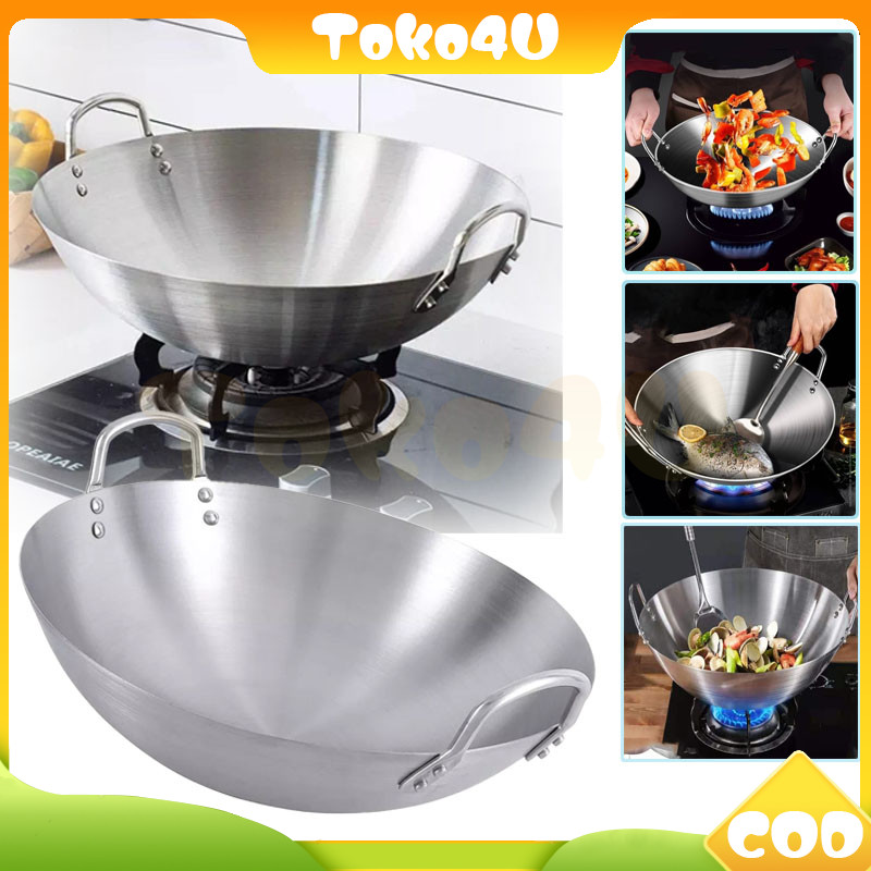 wajan stainless /wajan penggorengan tebal full stainless steel /wajan stainless anti lengket