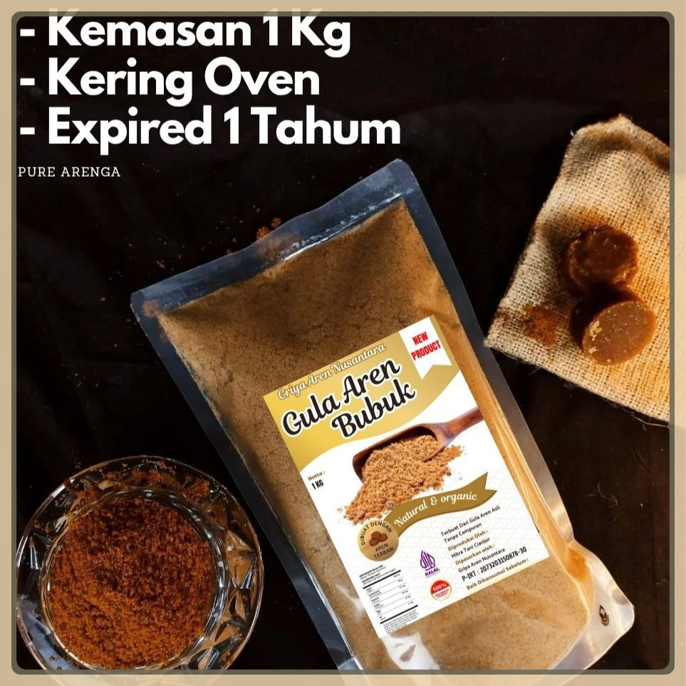 

1 KG / 1000GRM Gula Aren Bubuk Organik Palm Sugar Gula Semut Organik
