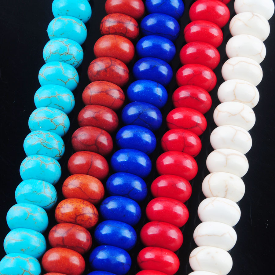 

WOJIAER Howlite Turquoise Gem Stone 5x8mm Round Rondelle Spacer Beads For DIY Jewelry Making BY936