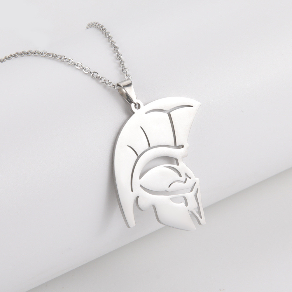 Kalung perhiasan grosir gaya Eropa dan Amerika hip hop retro Tentara Romawi helm samping liontin kal