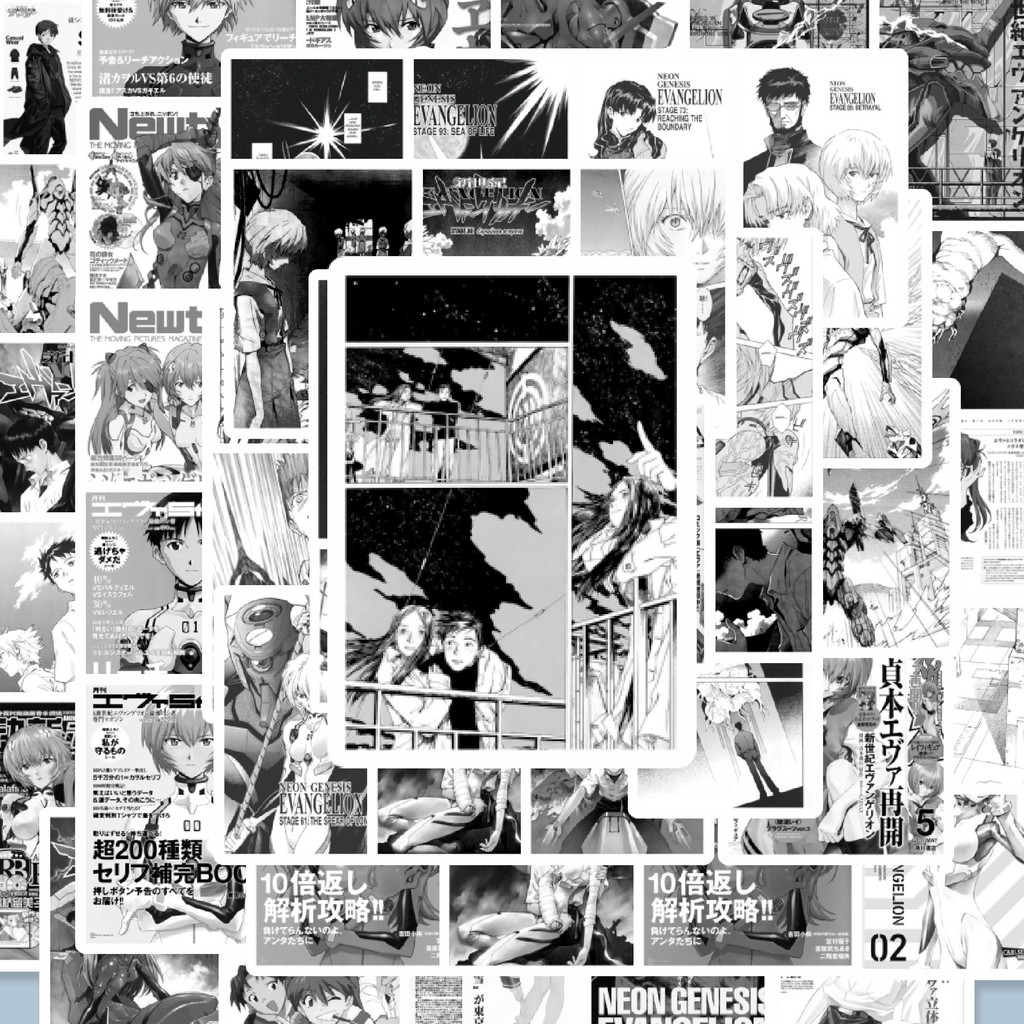 

100PCS Lucu Stiker Neon Genesis Evangelion B&W Stiker Aesthetic Stiker Anti Air Stikers Berperekat Waterproof sticker decal buat Motor Helm Buku Journal Koper Casing HP Laptop Botol Minum Hadiah anak
