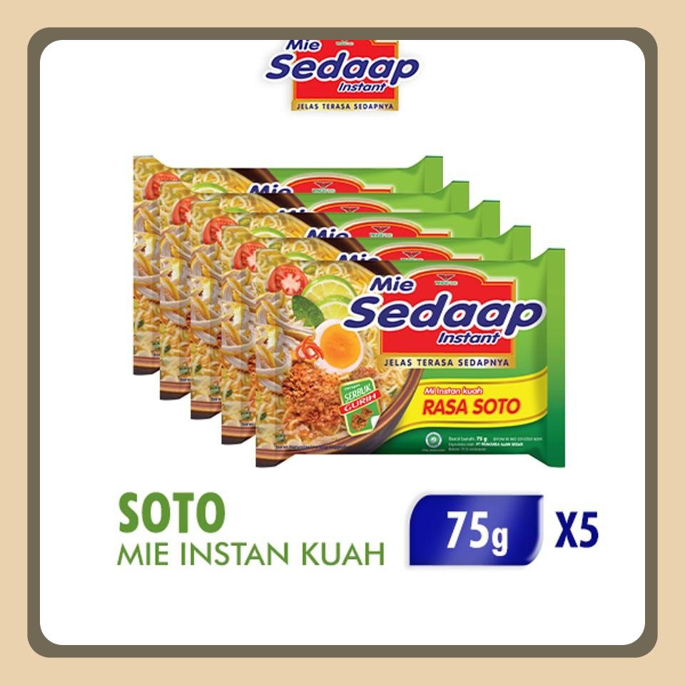 

Mie Sedaap Mi Instan Kuah Soto 5 x 75 gr